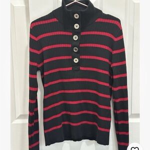 Lauren Jeans Co size L women’s Black and Red Striped Sweater